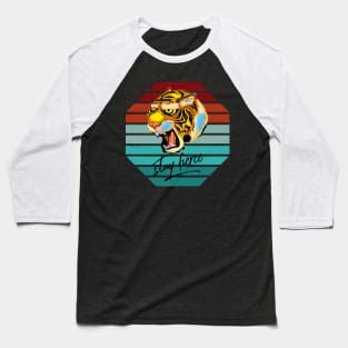 Stay Fierce tiger on striped background) Baseball T-Shirt